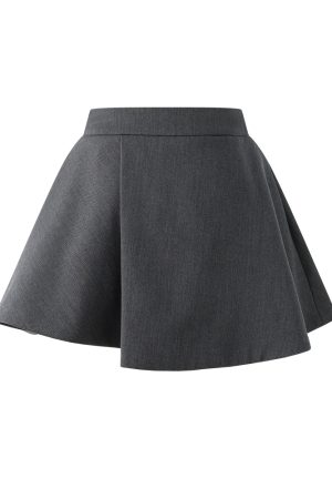 Women's A-Line Skirt with Irregular Curved Hem â€“ Stylish Hip-Covering Design for Modern Office and Casual Looks