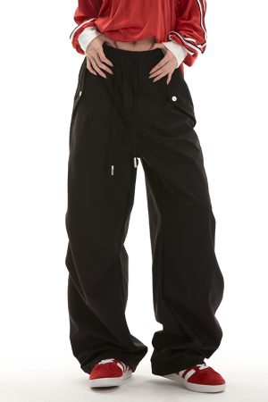 Women's American Retro Loose Casual Work Pants - Trendy Hip Hop Jazz Dance Sports Trousers for Street Style