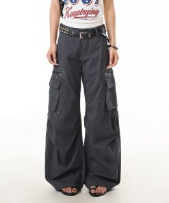 Women's American-Style Pleated Multi-Pocket Work Pants - Trendy Loose Casual Long Pants for Street Style and Commuting