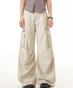 Women's American-Style Pleated Multi-Pocket Work Pants - Trendy Loose Casual Long Pants for Street Style and Commuting