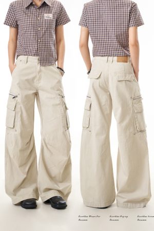 Women's American-Style Pleated Multi-Pocket Work Pants - Trendy Loose Casual Long Pants for Street Style and Commuting