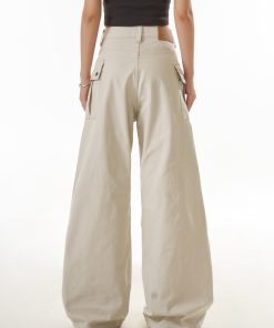 Women's American Style Pleated Wide-Leg Pants - Loose-Fitting Curved Straight-Leg Casual Trousers for Flattering Drape