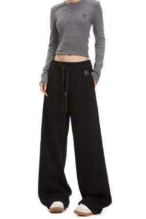 Women's American Style Street Pants - Straight Leg Loose Fit Drawstring Hip Hop Dance Casual Trousers for Everyday Wear