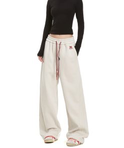 Women's American Style Street Pants - Straight Leg Loose Fit Drawstring Hip Hop Dance Casual Trousers for Everyday Wear