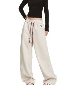 Women's American Style Street Pants - Straight Leg Loose Fit Drawstring Hip Hop Dance Casual Trousers for Everyday Wear