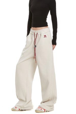 Women's American Style Street Pants - Straight Leg Loose Fit Drawstring Hip Hop Dance Casual Trousers for Everyday Wear