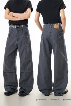 Women's American Style Trendy Pleated Wide Leg Work Pants - Slimming Curved Blade Design for Casual and Professional Looks