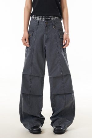 Women's American Style Trendy Pleated Wide Leg Work Pants - Slimming Curved Blade Design for Casual and Professional Looks