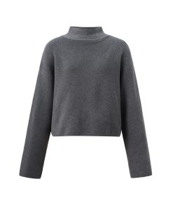 Women's Autumn Winter Wool Blend Half Turtleneck Loose Knit Sweater and Skirt Two-Piece Set - Cozy Chic Layering