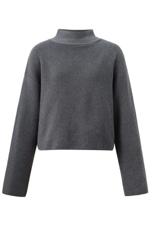 Women's Autumn Winter Wool Blend Half Turtleneck Loose Knit Sweater and Skirt Two-Piece Set - Cozy Chic Layering