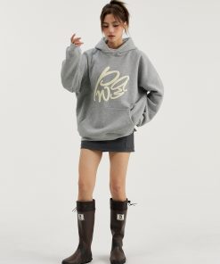 Women's Basic Letter Foam Hoodie - Trendy Fleece Jacket for Spring & Autumn - Casual Couple Style, Y2K Inspired