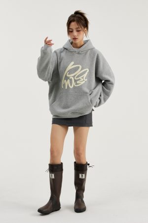 Women's Basic Letter Foam Hoodie - Trendy Fleece Jacket for Spring & Autumn - Casual Couple Style, Y2K Inspired