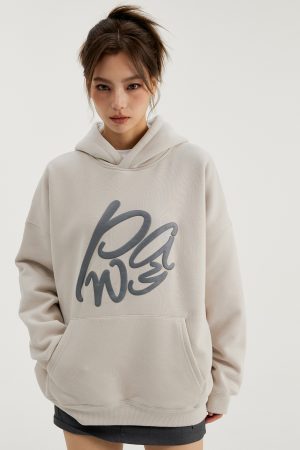 Women's Basic Letter Foam Hoodie - Trendy Fleece Jacket for Spring & Autumn - Casual Couple Style, Y2K Inspired