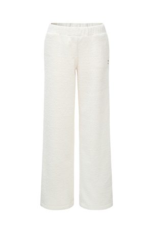 Women's Bear Plush High Neck Coat and Low Waist Wide Leg Pants Two-Piece Set - Cozy Fashion for Y2K and Street Style