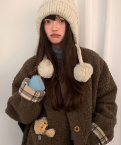 Women's Big Head Circle Knitted Wool Hat - Warm Autumn Winter Style, Face-Shaping, Versatile Pull-On, Korean Style, Trendy Ear Protection