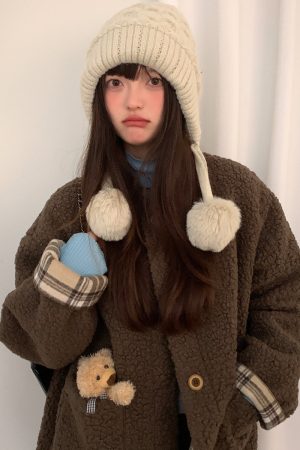 Women's Big Head Circle Knitted Wool Hat - Warm Autumn Winter Style, Face-Shaping, Versatile Pull-On, Korean Style, Trendy Ear Protection