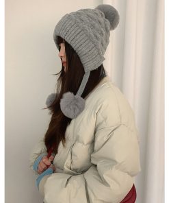 Women's Big Head Circle Knitted Wool Hat - Warm Autumn Winter Style, Face-Shaping, Versatile Pull-On, Korean Style, Trendy Ear Protection