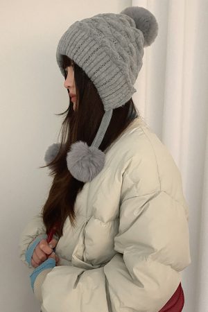 Women's Big Head Circle Knitted Wool Hat - Warm Autumn Winter Style, Face-Shaping, Versatile Pull-On, Korean Style, Trendy Ear Protection