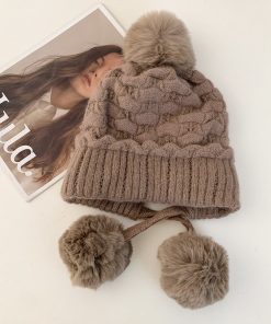 Women's Big Head Circle Knitted Wool Hat - Warm Autumn Winter Style, Face-Shaping, Versatile Pull-On, Korean Style, Trendy Ear Protection