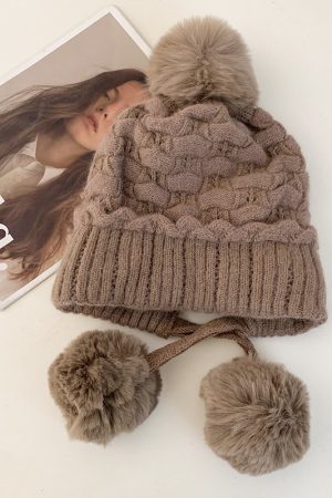 Women's Big Head Circle Knitted Wool Hat - Warm Autumn Winter Style, Face-Shaping, Versatile Pull-On, Korean Style, Trendy Ear Protection