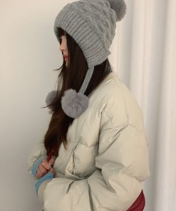 Women's Big Head Circle Knitted Wool Hat - Warm Autumn Winter Style, Face-Shaping, Versatile Pull-On, Korean Style, Trendy Ear Protection