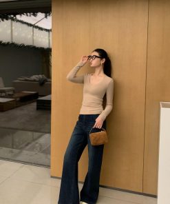 Women's Black Fleece-Lined Wide-Leg Jeans - Versatile Loose Straight Pants for Autumn and Winter Style