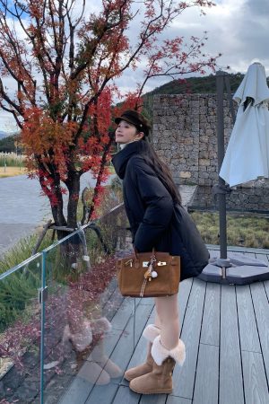 Women's Black Lapel Down Jacket - Autumn Winter Style, White Duck Down, Waist-Cinching, Trendy Work Coat
