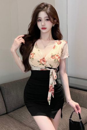 Women's Bodycon Dress - Sexy Low-Cut Deep V-Neck Short Sleeve for Nightclub & Evening Wear, Perfect for Foot Massage & Night Out