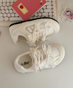 Women's Breathable Training Shoes - 2025 Summer Thick-Soled Versatile White Sneakers for Fitness and Everyday Wear