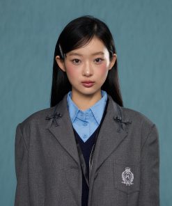 Women's Casual Niche Gray Blazer - Stylish Spring Autumn Suit for 2025, Perfect for 90s and Y2K Fashion Lovers