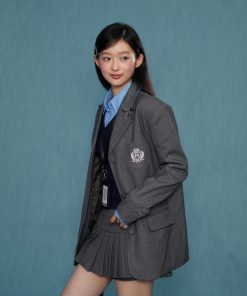 Women's Casual Niche Gray Blazer - Stylish Spring Autumn Suit for 2025, Perfect for 90s and Y2K Fashion Lovers