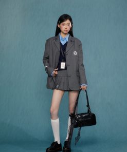 Women's Casual Niche Gray Blazer - Stylish Spring Autumn Suit for 2025, Perfect for 90s and Y2K Fashion Lovers