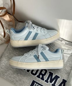 Women's Casual Thick-Soled White Sneakers - 2025 Spring Style, Versatile Student Footwear, Trendy Y2K-Inspired Design