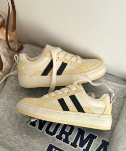 Women's Casual Thick-Soled White Sneakers - 2025 Spring Style, Versatile Student Footwear, Trendy Y2K-Inspired Design