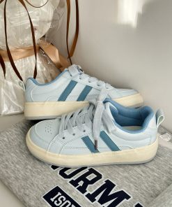 Women's Casual Thick-Soled White Sneakers - 2025 Spring Style, Versatile Student Footwear, Trendy Y2K-Inspired Design