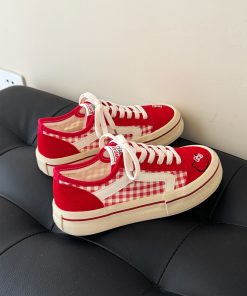 Women's Casual Thick-Soled White Sneakers - Breathable Canvas Shoes for Summer 2025, Trendy and Stylish Footwear