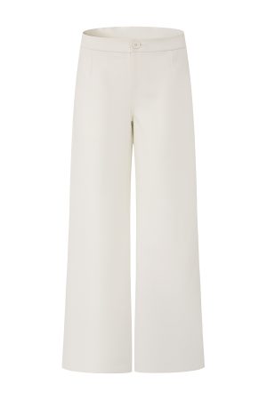 Women's Casual Wide Leg Trousers - Spring Summer White Draped Low Waist Pants, Versatile Simple Design for Effortless Style