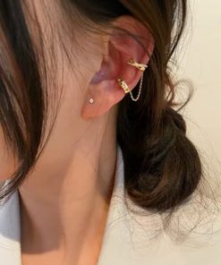 Women's Clip-On Ear Bone Earrings, High-End Korean Style, 2025 New Trend, Niche Design for Effortless Elegance