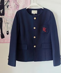 Women's College Style Collarless Suit Jacket - Pudding Bear Inspired JK Uniform Set for Spring 2025