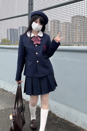 Women's College Style Collarless Suit Jacket - Pudding Bear Inspired JK Uniform Set for Spring 2025