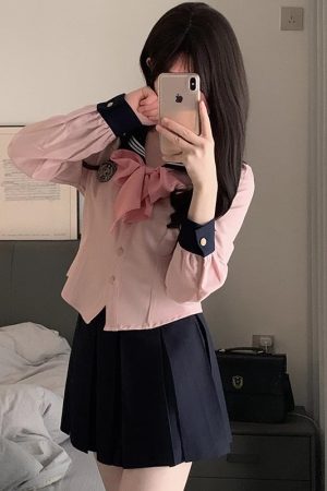 Women's College Style Navy Collar Bow Short Jacket - Sweet Japanese JK Uniform Inspired Design for 2025