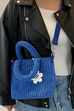 Women's Corduroy Plush Crossbody Handbag - Niche Korean Style Small Tote Bag for Autumn/Winter 2025