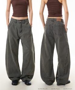 Women's Deconstructed Straight-Leg Work Pants - American Streetwear Draped Wide-Leg Slimming Casual Trousers