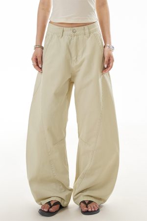 Women's Deconstructed Straight-Leg Work Pants - American Streetwear Draped Wide-Leg Slimming Casual Trousers