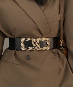 Women's Decorative Black Coat with Wide Waist Belt, Luxury 2025 Suit Outerwear, Versatile Niche Style for Sweater Layering