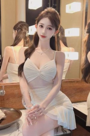 Women's Deep V-Neck Spaghetti Strap Mermaid Hem Dress - Slim Fit Waist-Cinching Evening Gown for Nightclub Wear