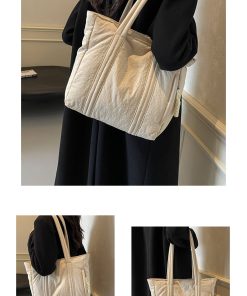 Women's Diamond Quilted Commuter Tote Bag - Spring/Summer Down Cotton Crossbody Shoulder Bag, 2025 Fashion Must-Have