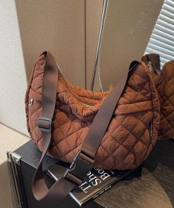 Women's Diamond Quilted Commuter Tote Bag - Spring/Summer Down Cotton Crossbody Shoulder Bag, 2025 Fashion Must-Have