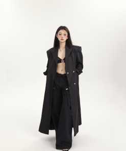 Women's Double-Breasted Casual Blazer - Mid-Length Loose Fit Trench Coat for Spring Street Fashion