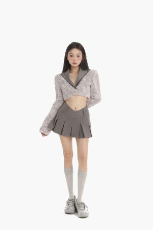 Women's Elegant Spliced Suit Collar Fluffy Long Sleeve Top - Solid Color Versatile Autumn Winter Fashion